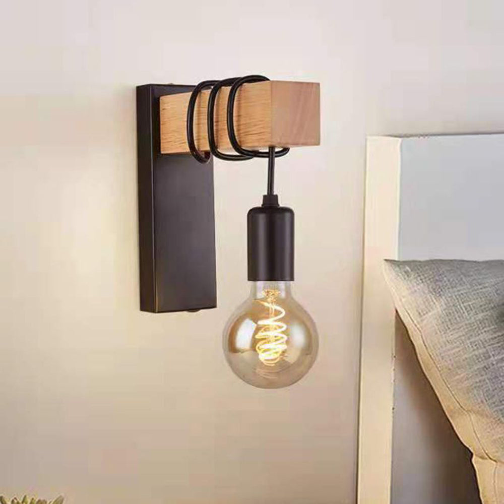 Alessio Wall Lamp Bulb Industrial, Metal, Black/White, Living Room - Lumpaz