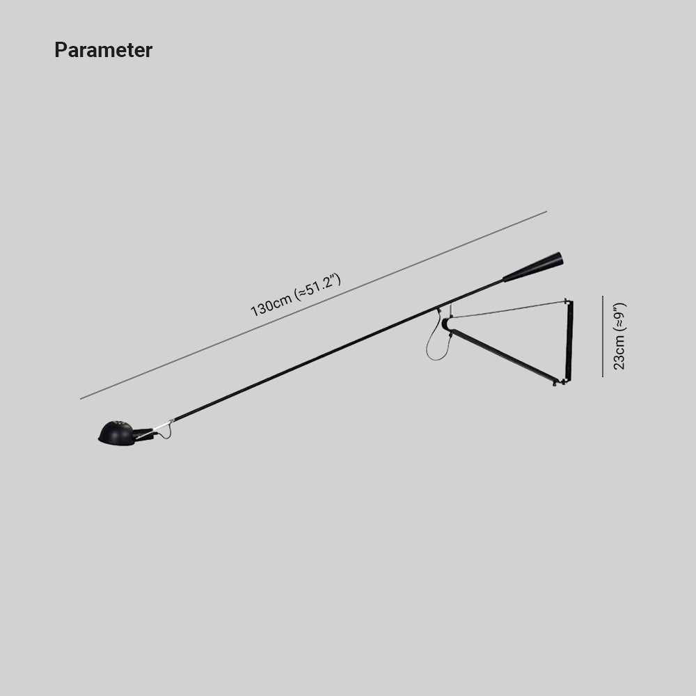 Brady Long Swing Adjustable Arm Wall Lamp Metal Black/White Bedroom - Lumpaz