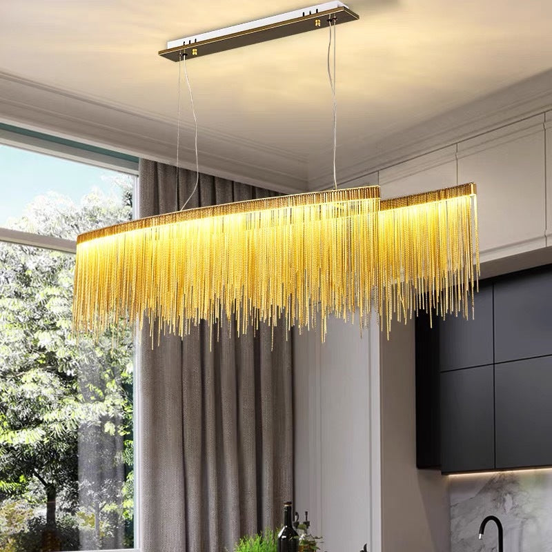 Marilyn Luxury Tassel Metal/Acrylic Pendant Light, Gold/Chrome - Lumpaz