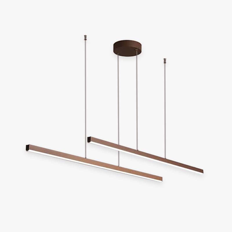 Edge Modern Minimalist Double-Linear Metal Pendant Light, Brown - Lumpaz