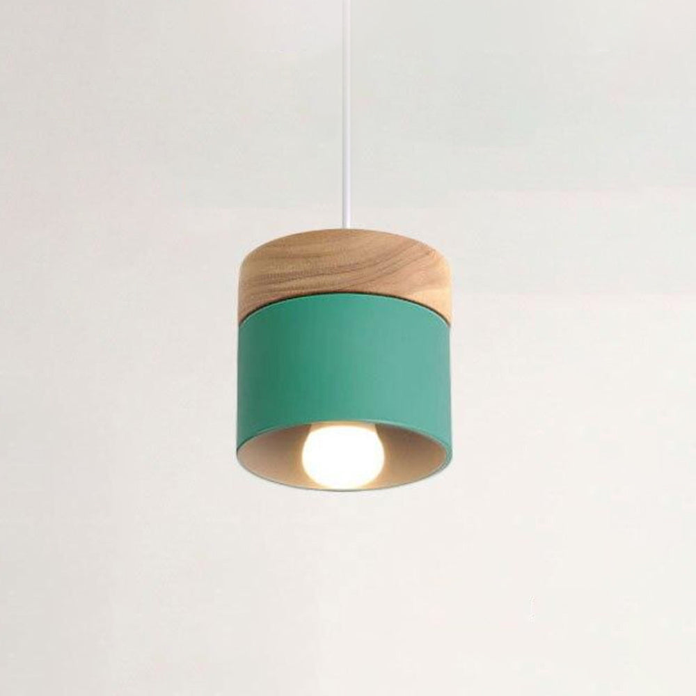 Morandi Modern Can Shape Metal/Wood Pendant Light - Lumpaz