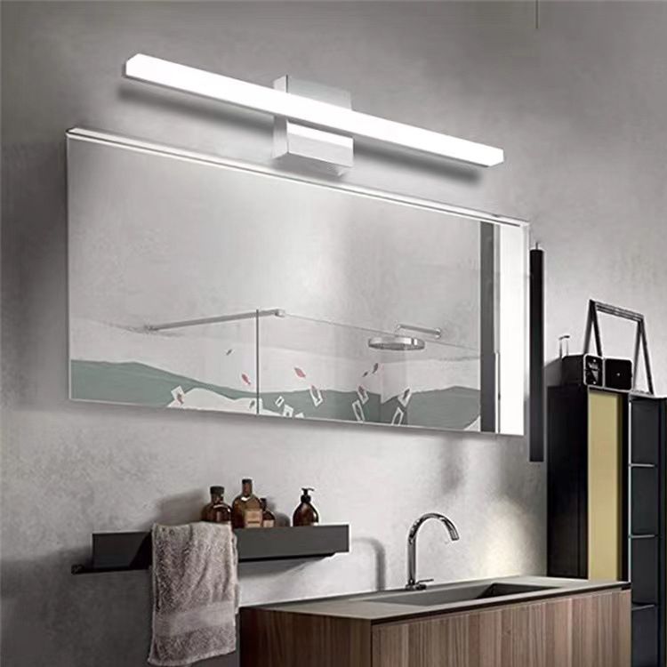 Edge Modern Linear/Square Mirror Front Vanity Metal LED Wall Lamp - Lumpaz