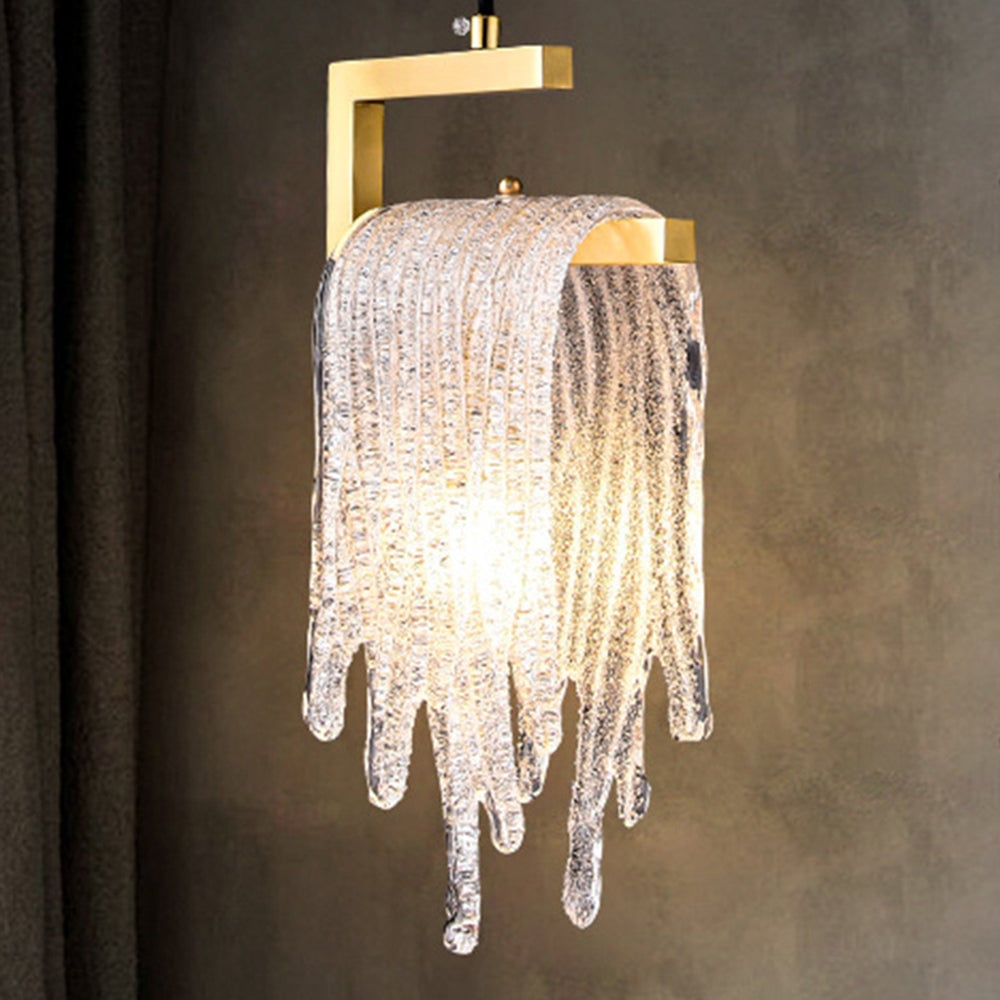 Kristy Modern Flowing Jelly Pendant Light, Gold, Crystal/Brass - Lumpaz