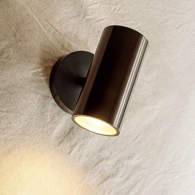 Freja Moden Spotlight Cylindrical Metal Wall Lamp, Gold/Black - Lumpaz
