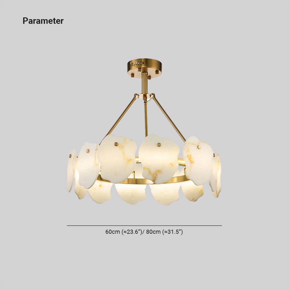 Marilyn Modern Marble Gold Round Pendant Light, Living Room - Lumpaz