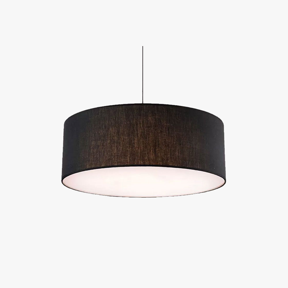 Renée Modern Fabric Drum Pendant Light Black/White Metal/Fabric - Lumpaz