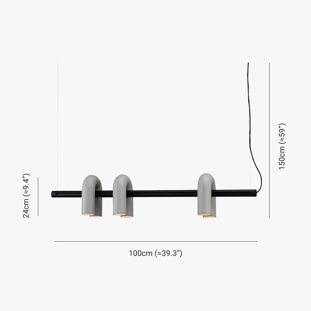Felix Modern Pendant Light Linear with 3 U-Shaped Light - Lumpaz