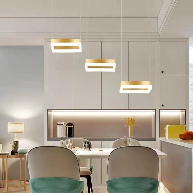 Raheel Modern Gold Cluster 3 Lights Pendant Light, Square - Lumpaz