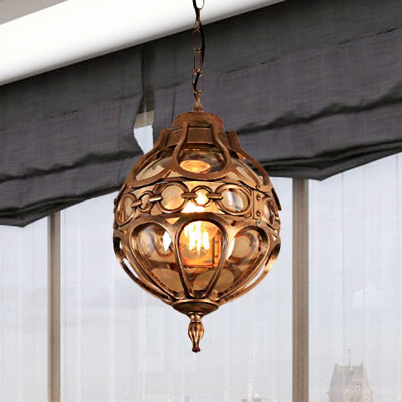 Alessio Loft Sphere Vintage Farmhouse Rustic Pendant Light Black/Bronze Dining Room - Lumpaz