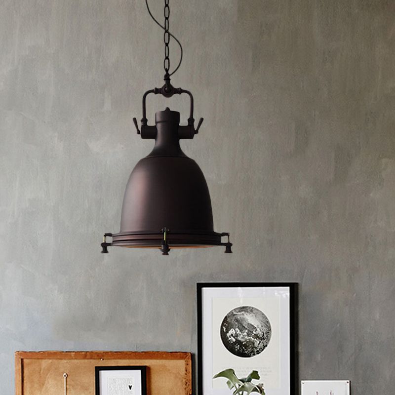 Alessio Rustic Retro Pot Black Metal Pendant Light, 2 Style - Lumpaz