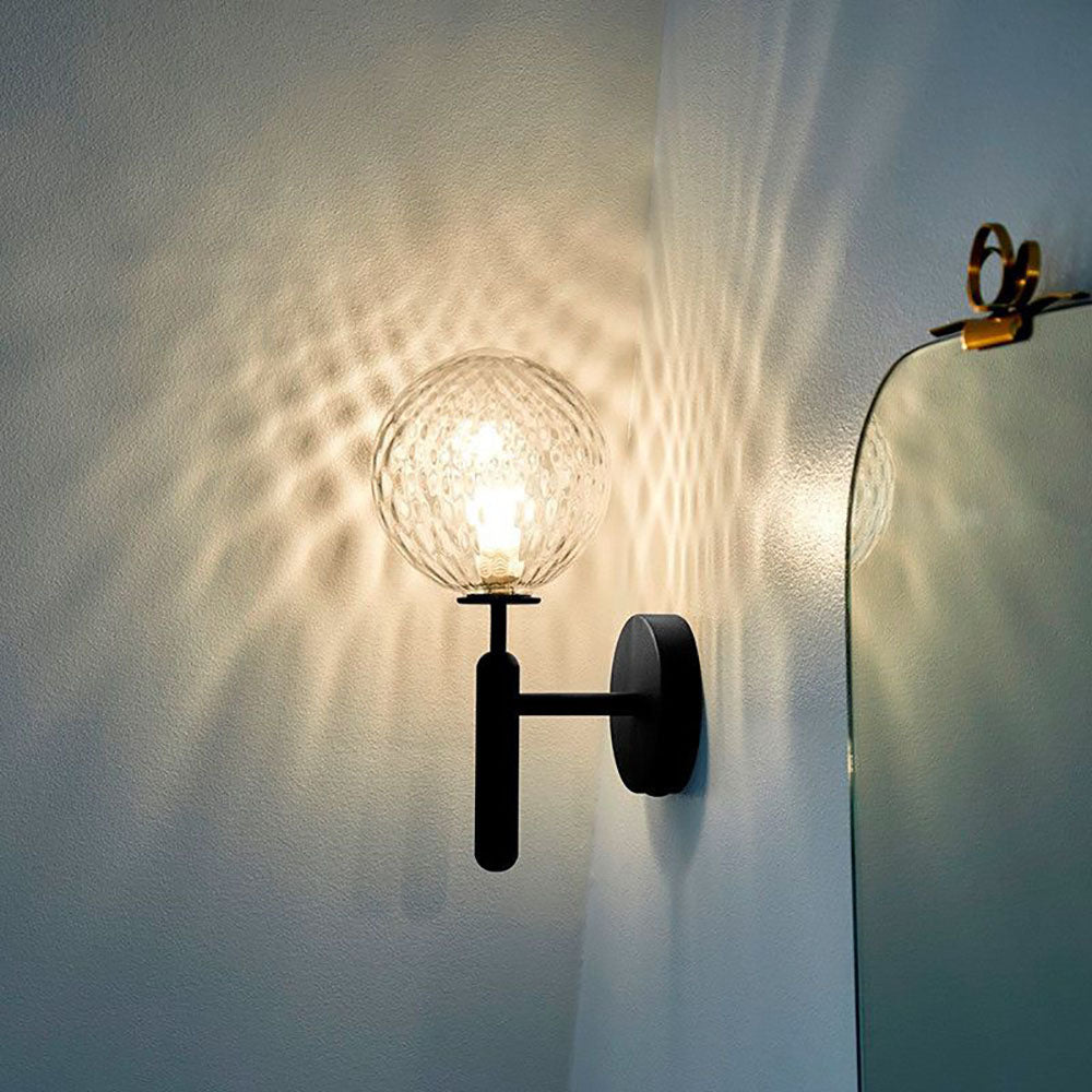 Valentina Wall Lamp Modern Globe, Metal/Glass, Black/Gold, Hallway - Lumpaz
