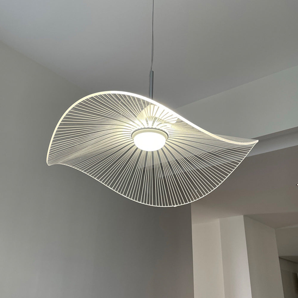 Carins Designer Lotus Leaf Shaped Metal Pendant Light,White - Lumpaz
