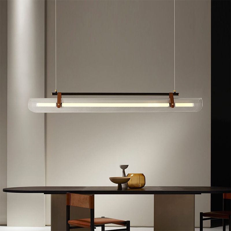 Edge Pendant Light Linear Modern, Acrylic/Metal, Black/Gold, Study - Lumpaz