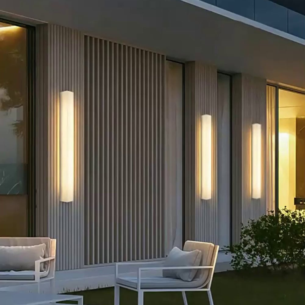 Edge Modern Rectangular Resin Outdoor Wall Lamp, White - Lumpaz