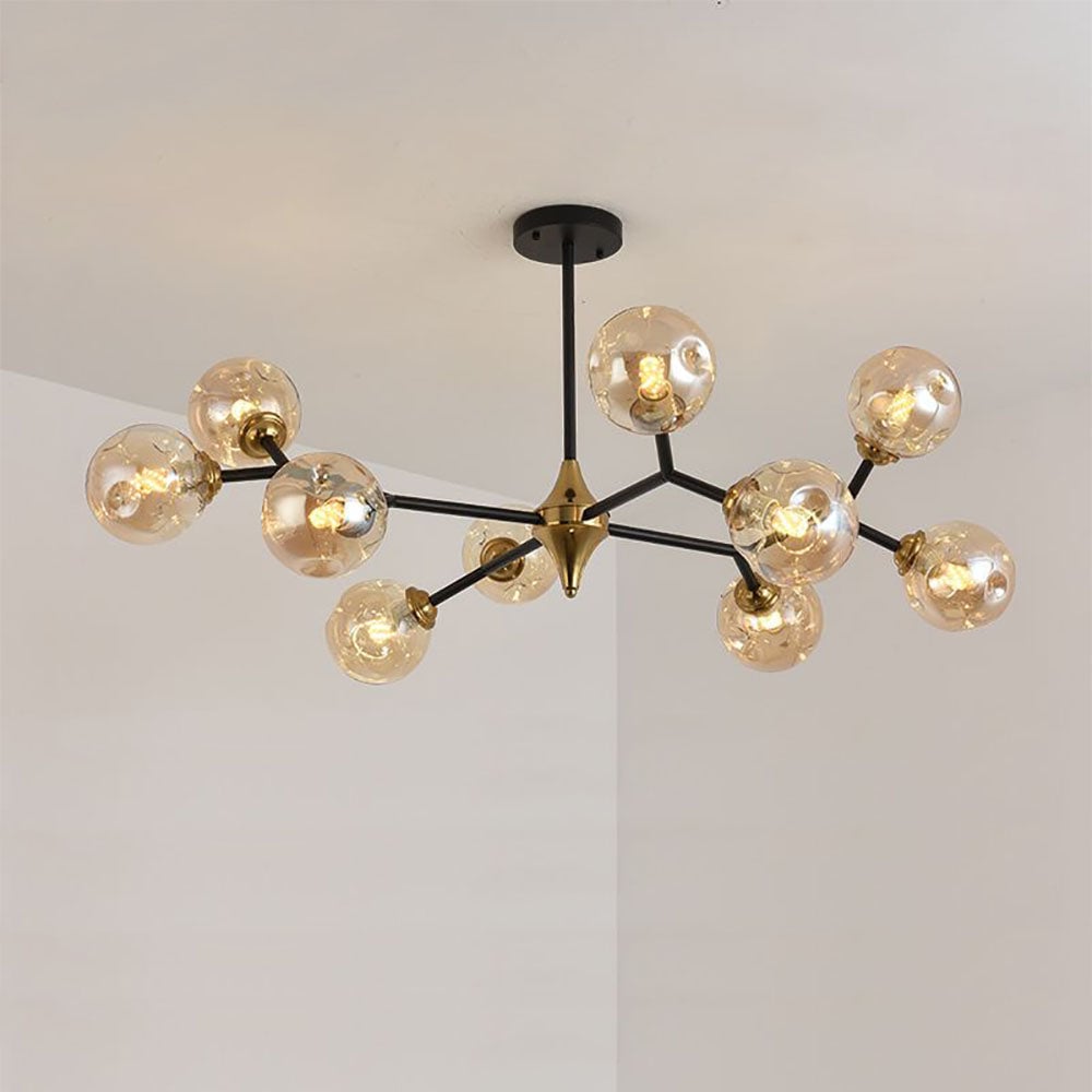 Valentina Art Deco Glass Bubble Chandelier, Amber - Lumpaz
