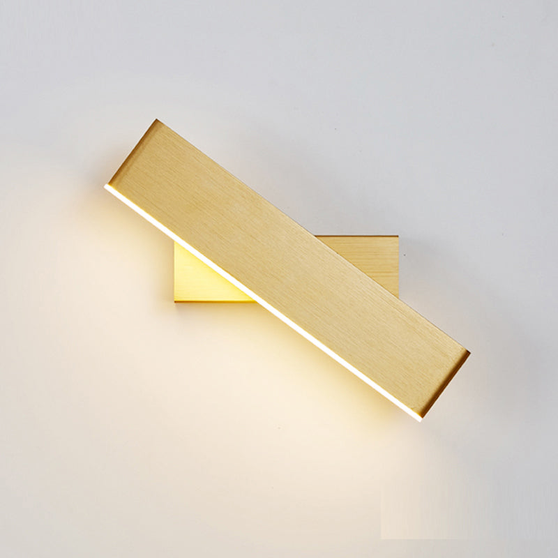 Aqsa Modern Rectangular Metal Rotatable Wall Lamp, Black/Gold/Brown - Lumpaz