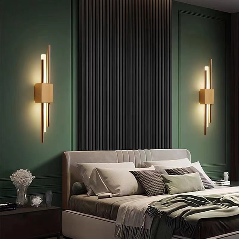 Alana Modern Metal/Marble LED Wall Lamp, Black/Gold/Green - Lumpaz