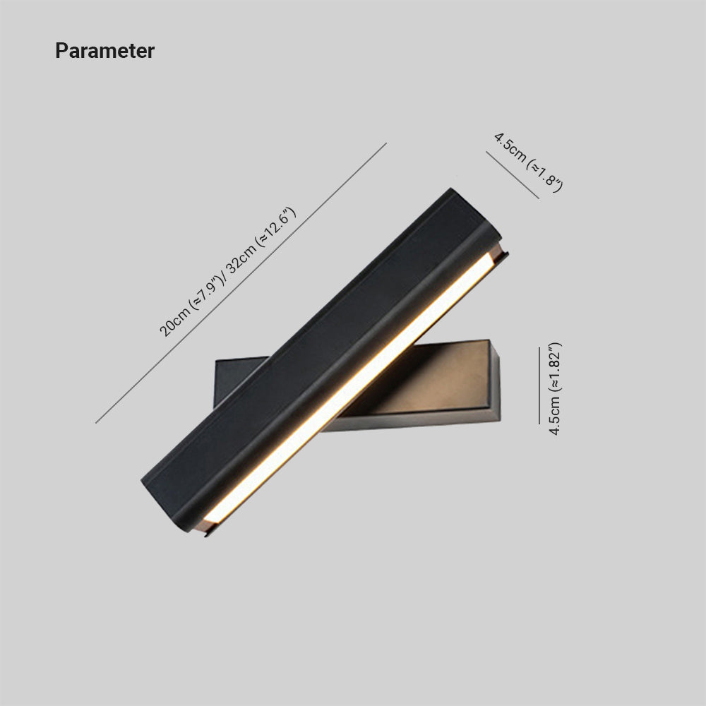Aqsa Modern Rectangles Metal Rotatable Wall Lamp, Black/White - Lumpaz