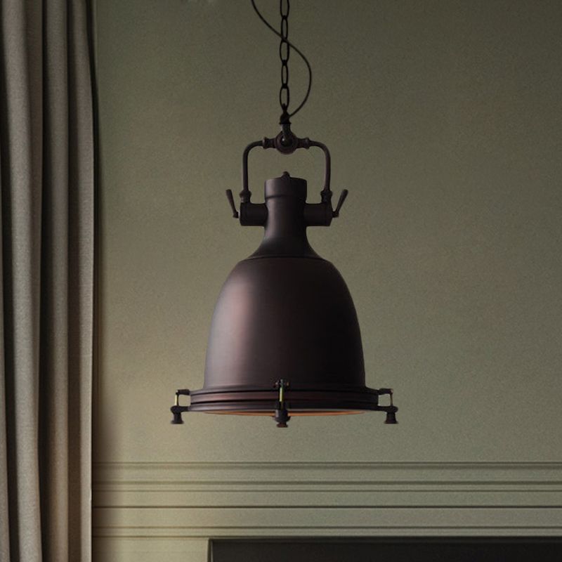Alessio Rustic Retro Pot Black Metal Pendant Light, 2 Style - Lumpaz