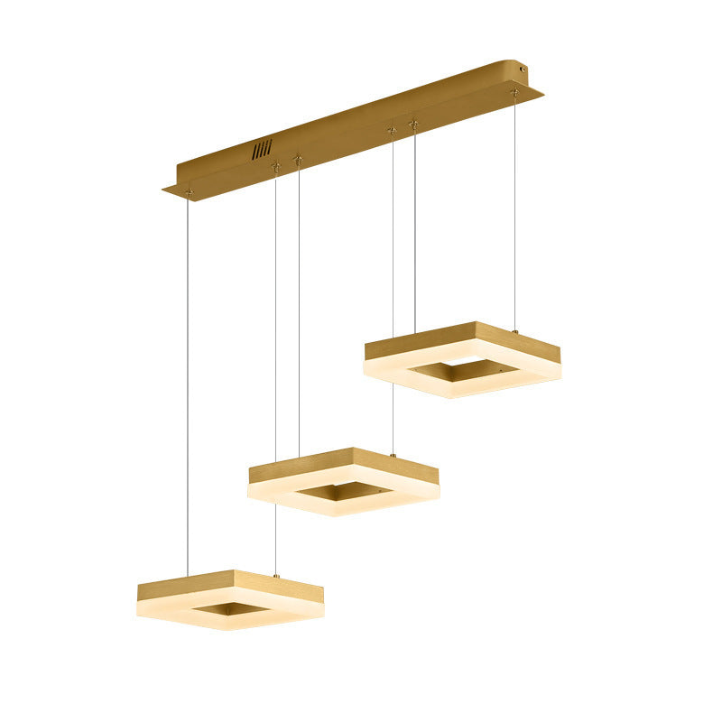 Raheel Modern Gold Cluster 3 Lights Pendant Light, Square - Lumpaz
