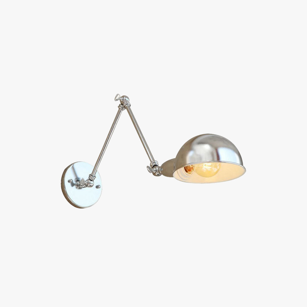 Brady Wall Lamp Dome Minimalist, Adjustable Metal, Silver, Bedroom - Lumpaz