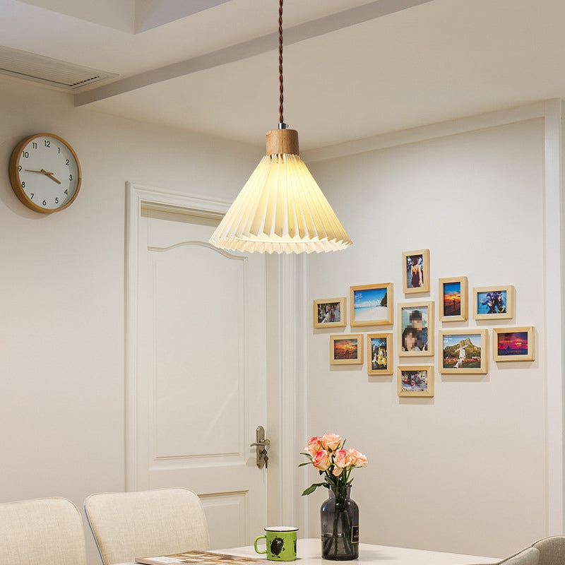Ozawa Pendant Light Umbrella Shape Art, Wood, White, Bedroom - Lumpaz