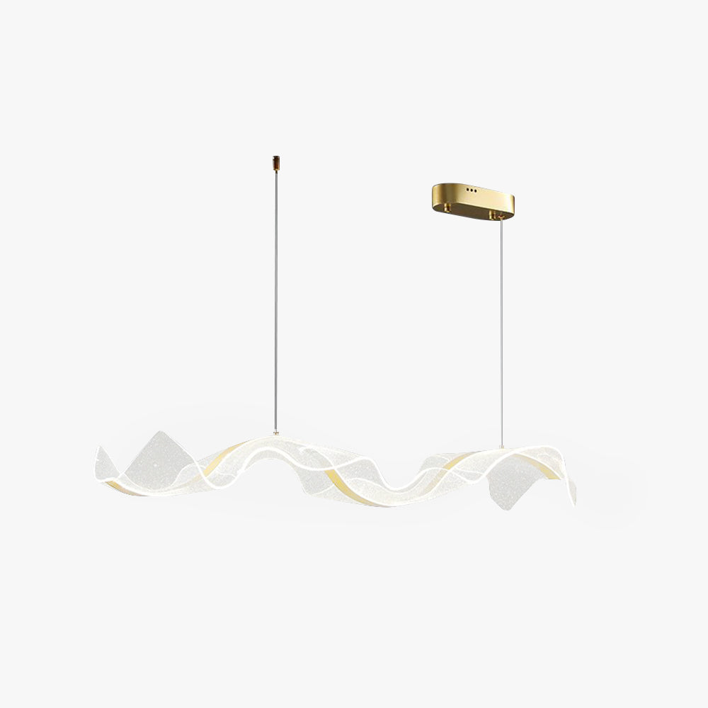 Kirsten Pendant Light Designer Wave Acrylic White/Gold Dining Room - Lumpaz