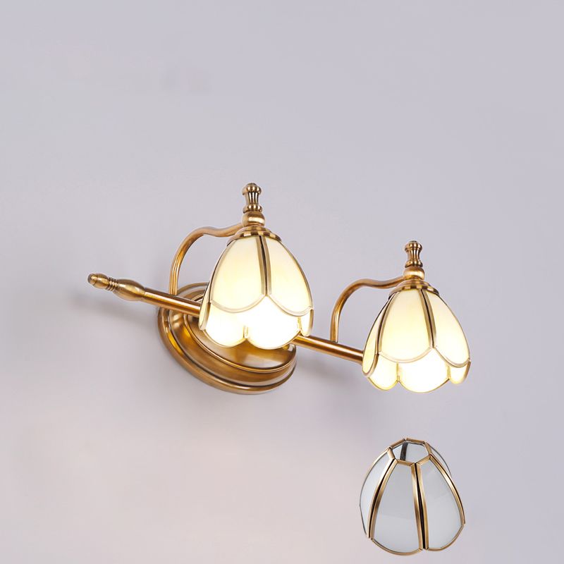 Félicie Vintage Flower Glass Wall Lamp, White/Yellow, Living Room - Lumpaz