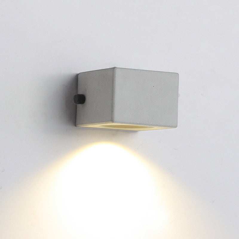 Orr Minimalist Cement Square Outdoor Wall Lamp, White - Lumpaz