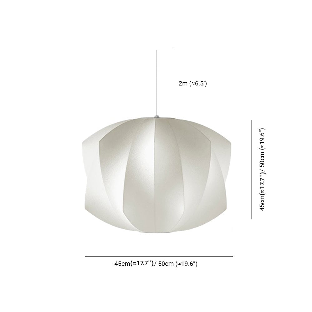 Renée White Single Pendant Light, Artificial Silk Shade, 6 Style - Lumpaz