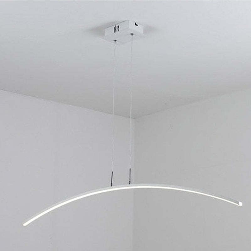 Edge Curved Linear Pendant Light for Dining Room, Black/White - Lumpaz