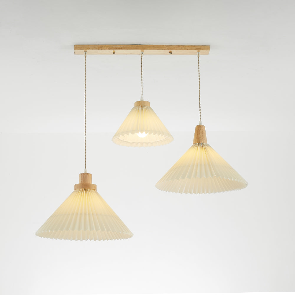 Ozawa Pendant Light Umbrella Shape Art, Wood, White, Bedroom - Lumpaz