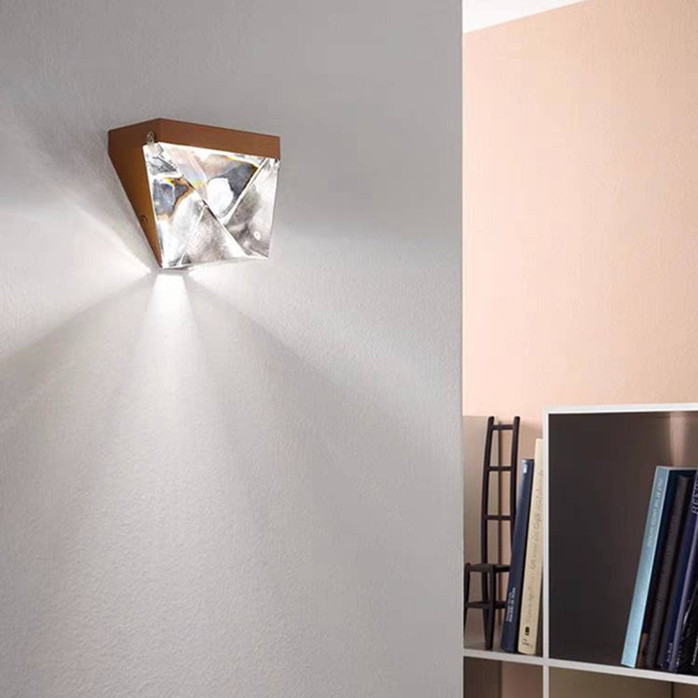 Orr Waterproof Diamond Shape Metal/Crystal Outdoor Wall Lamp, Gold/Black - Lumpaz