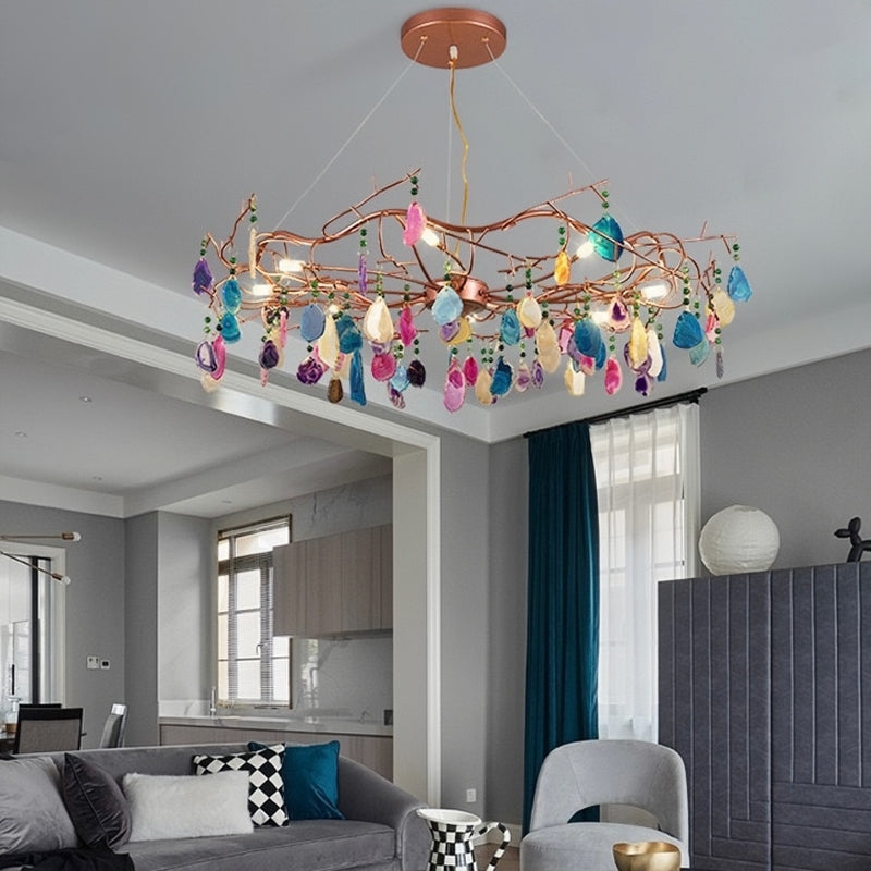 Morandi Art Deco Agate Stone colorful Pendant Light - Lumpaz