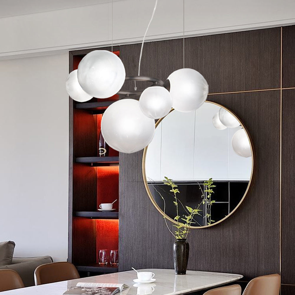 Valentina Modern Designe Wave Metal/Glass Pendant Light, White/Gold - Lumpaz