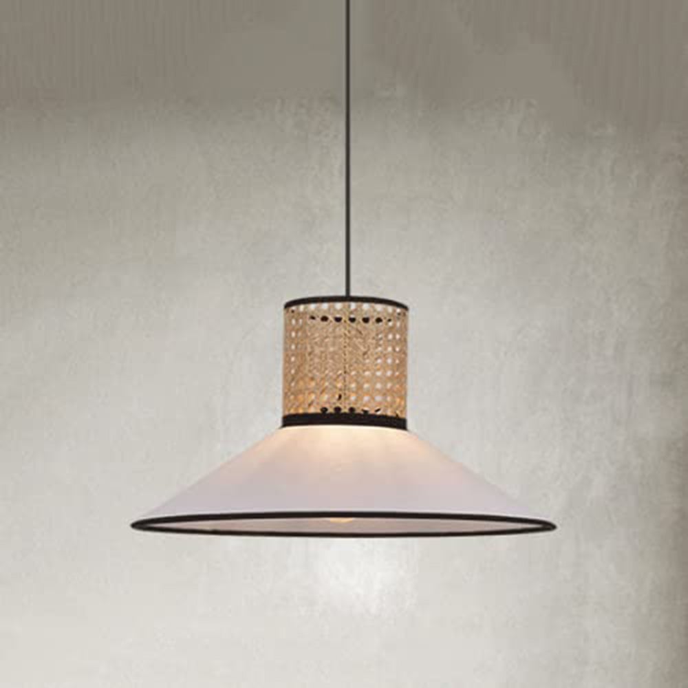 Ritta Modern Rattan/FabricPendant Light, White - Lumpaz