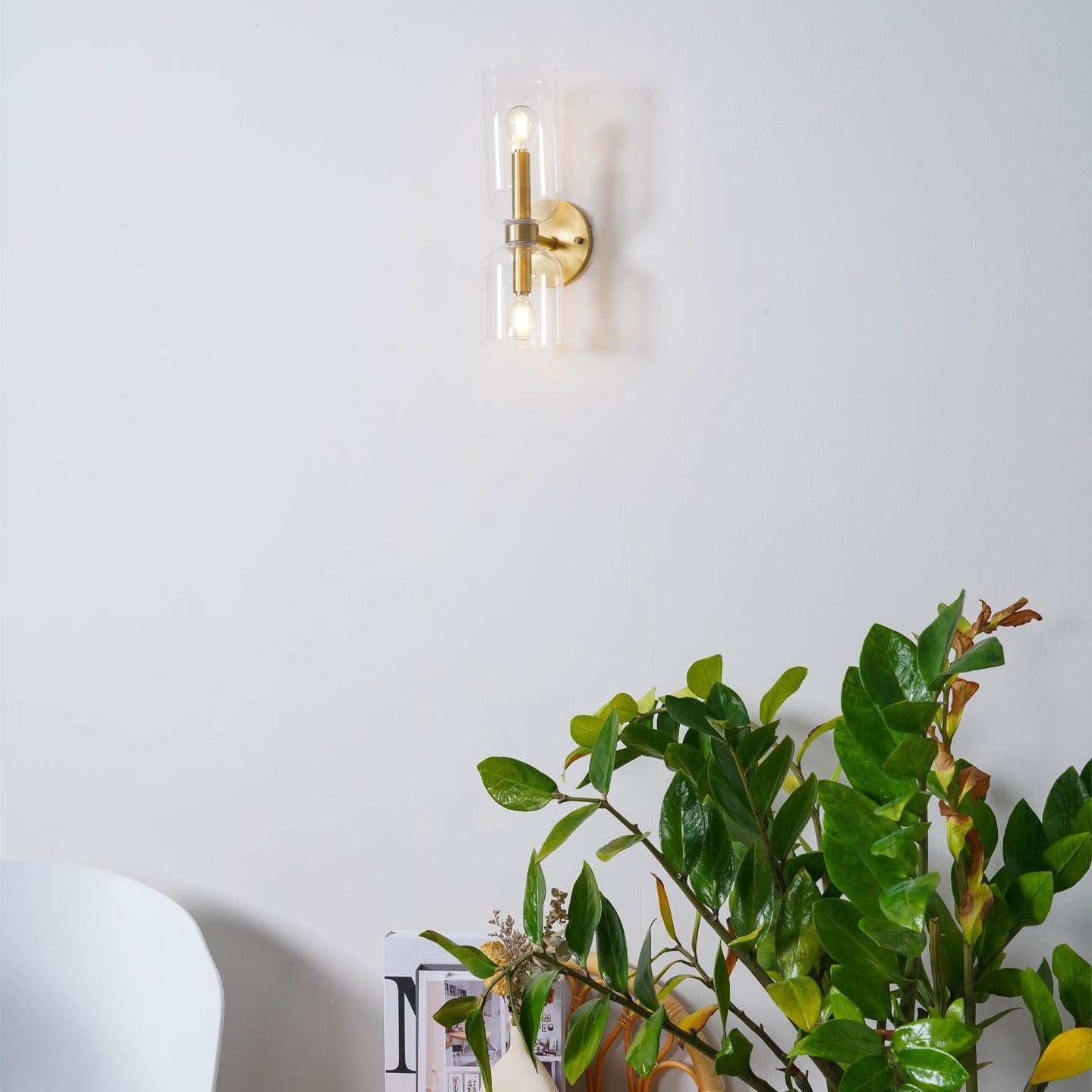 Meza Wall Lamp Simple Double-head, White/Blue/Gray/Chrome, Bedroom - Lumpaz