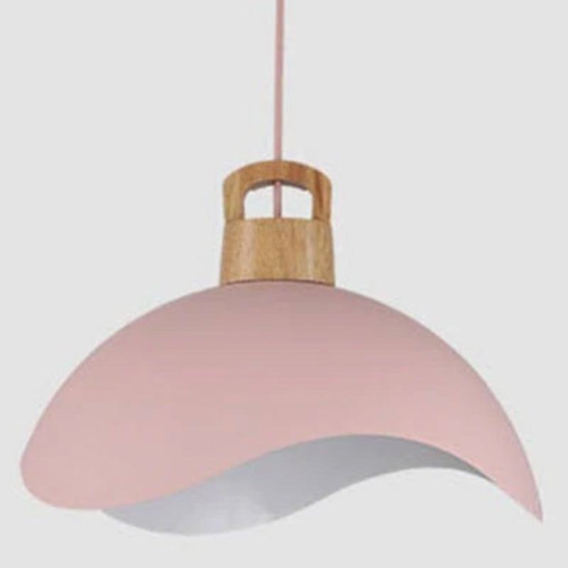 Morandi Colorful Shade Single Pendant Lights, Wood & Metal - Lumpaz