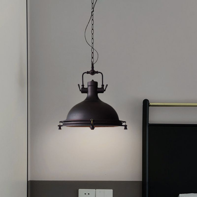 Alessio Rustic Retro Pot Black Metal Pendant Light, 2 Style - Lumpaz