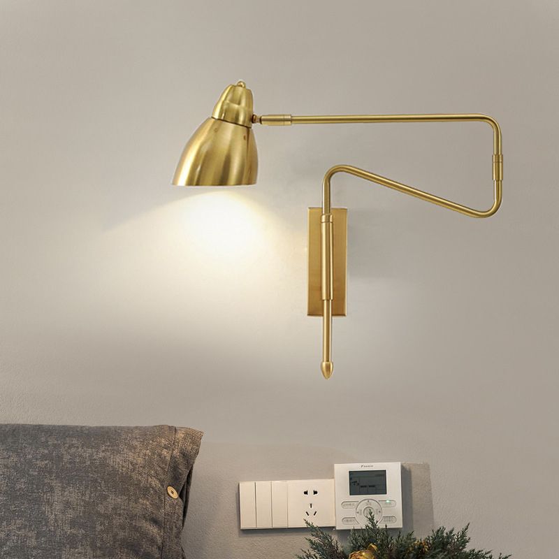 Freja Wall Lamp Modern, Metal Adjustable, Black/Gold, Study - Lumpaz
