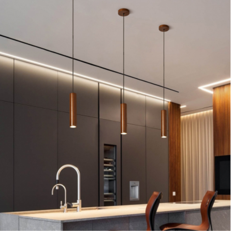 Ozawa Cylindrical Wood Pendant Light for Bedroom Kitchen Island - Lumpaz