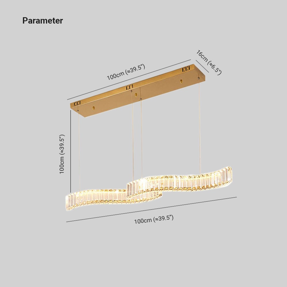 Kristy Luxury Wave Crystal/Metal Pendant Light, Silver/Gold - Lumpaz