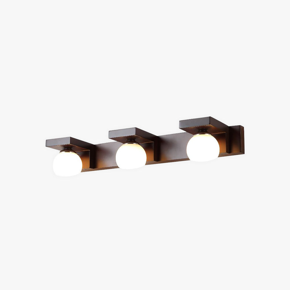 Ozawa Vintage Mirror Front Vanity Wall Lamp, Wood/Glass, Brown - Lumpaz
