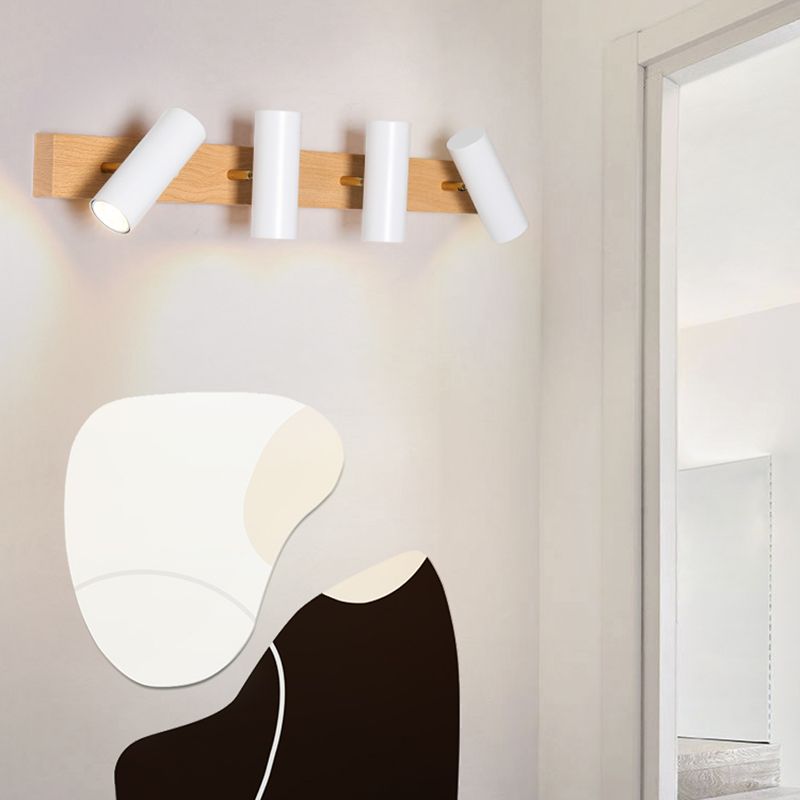 Freja Modern Cylinder Metal Wall Lamp, Black/White - Lumpaz