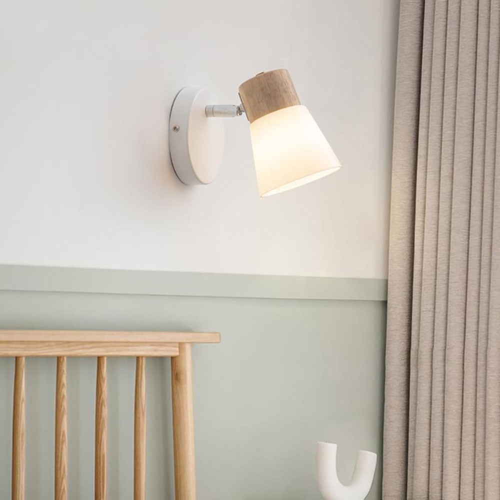 Ozawa Wall Lamp Nordic Vanity Mirror Front, Wood/Glass, White, Basement - Lumpaz