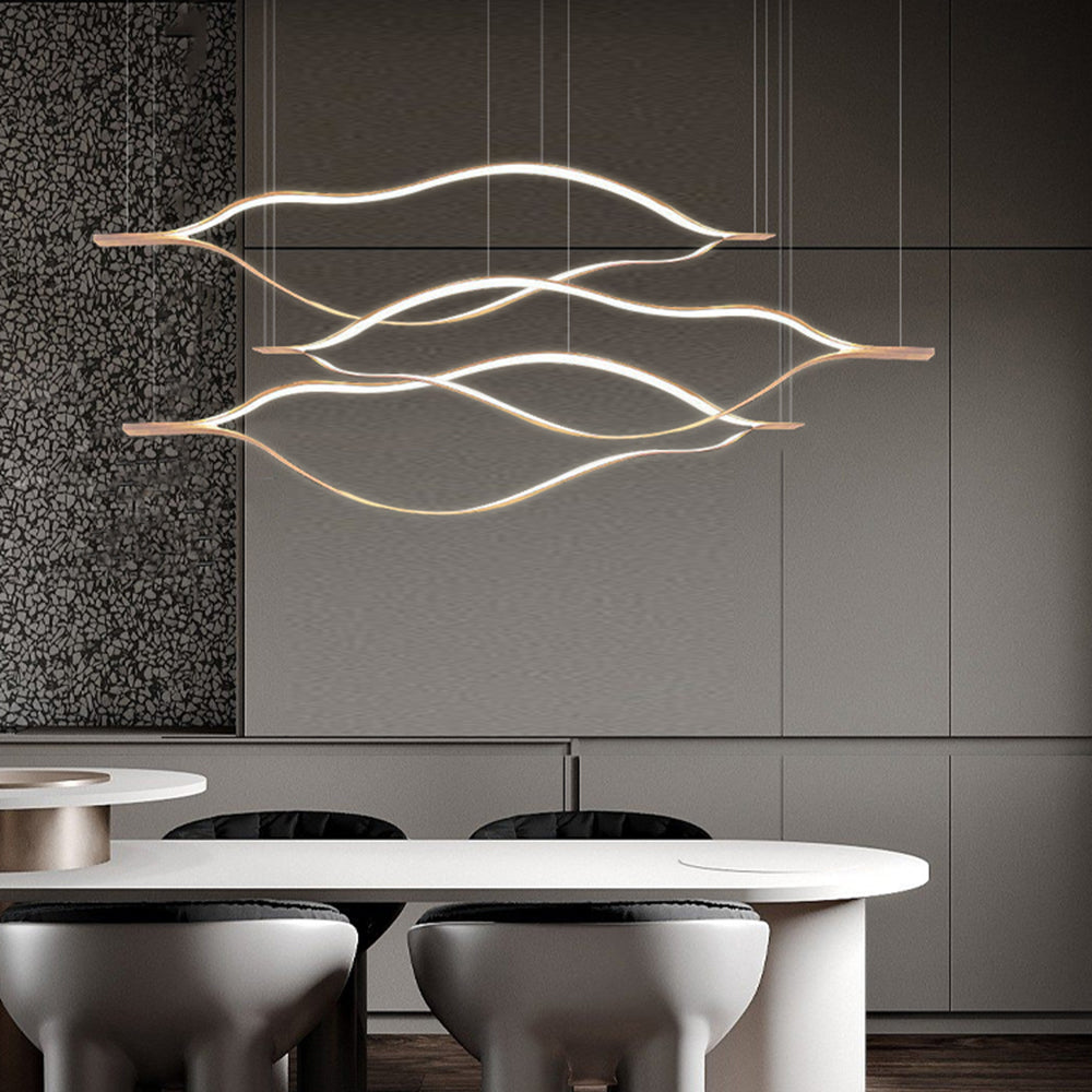 Edge Wave Pendant Light, Gold, 31.5"/39.3"/47.2" - Lumpaz