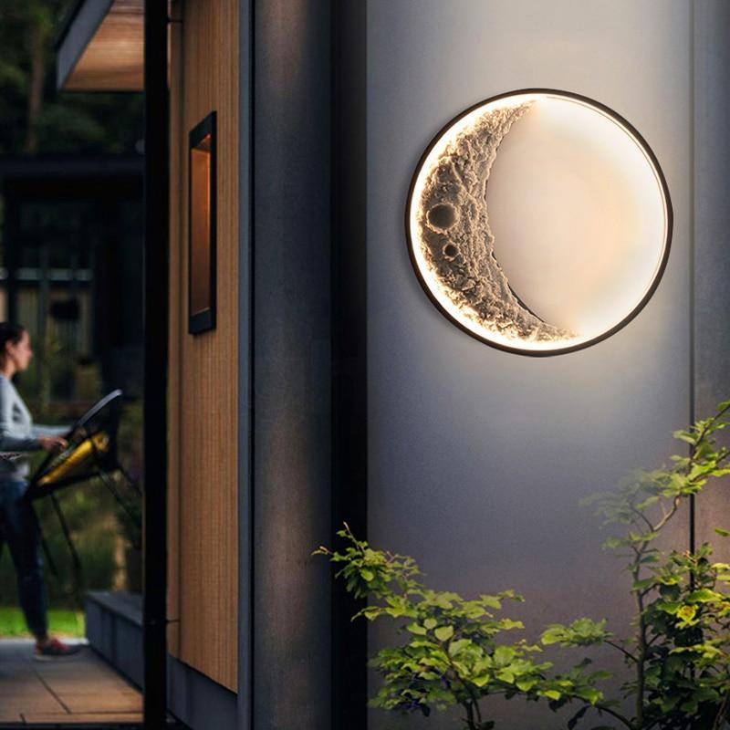 Elif Outdoor Wall Lamp Moon Modern, Led, Black, Courtyard - Lumpaz