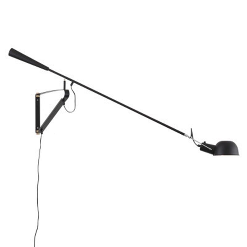 Brady Long Swing Adjustable Arm Wall Lamp Metal Black/White Bedroom - Lumpaz