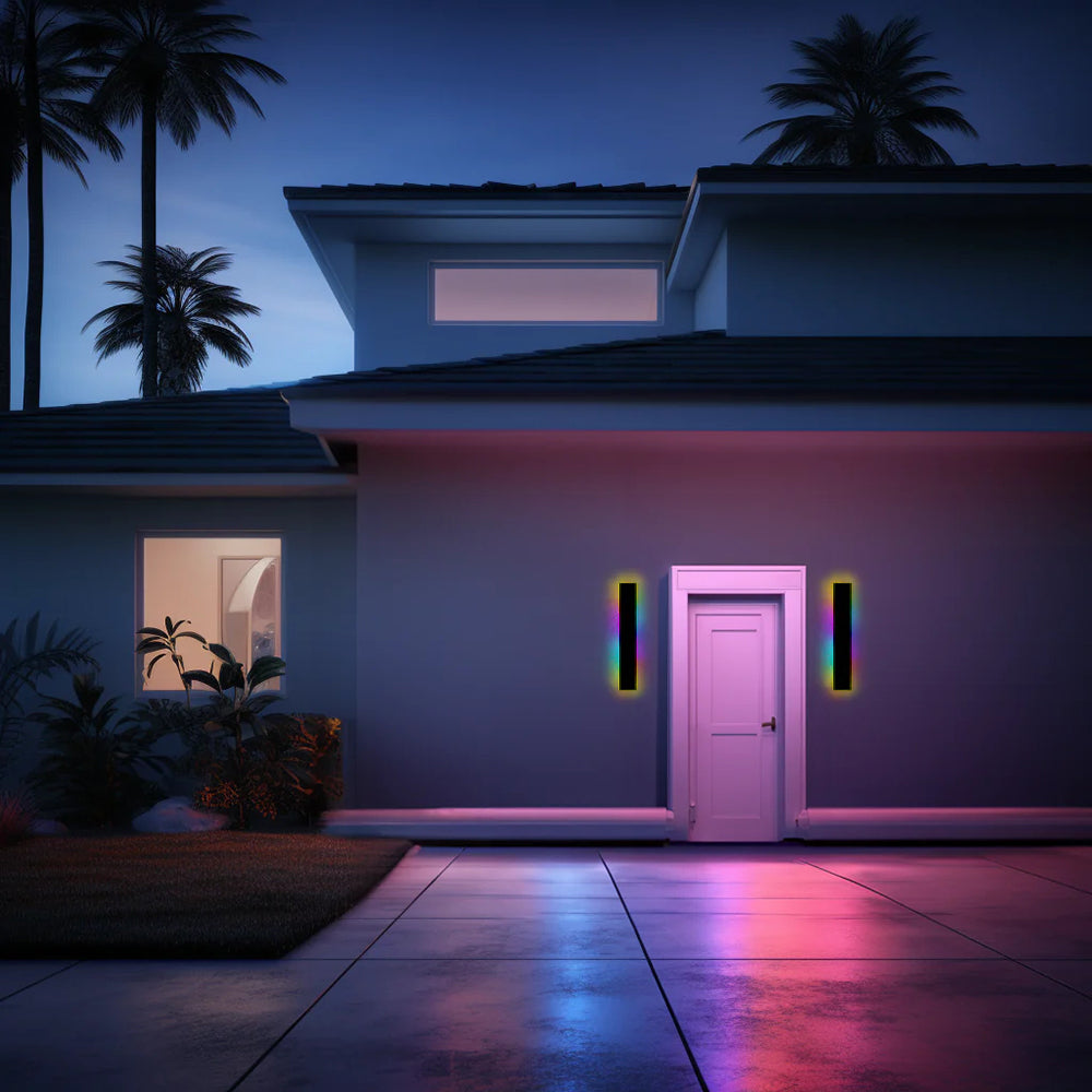 Edge Ripple Minimalist Linear Metal Outdoor Wall Lamp Black Balcony/Terrace - Lumpaz