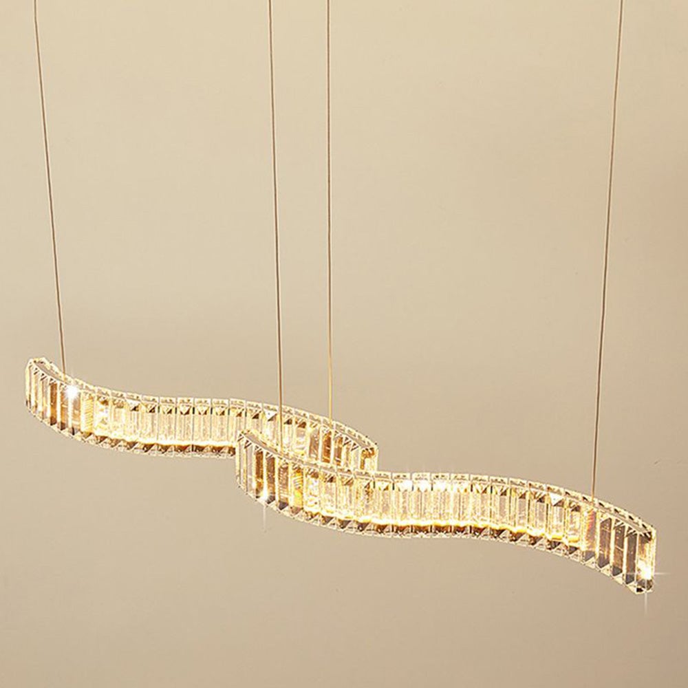 Kristy Luxury Wave Crystal/Metal Pendant Light, Silver/Gold - Lumpaz